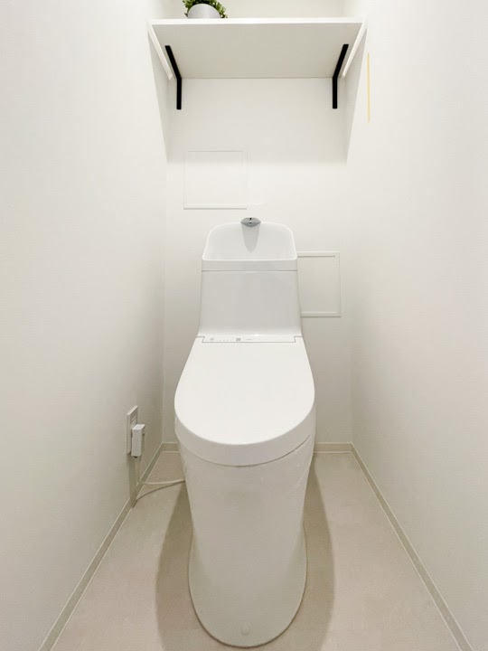 トイレはモノクロで統一されており洗練された空間に