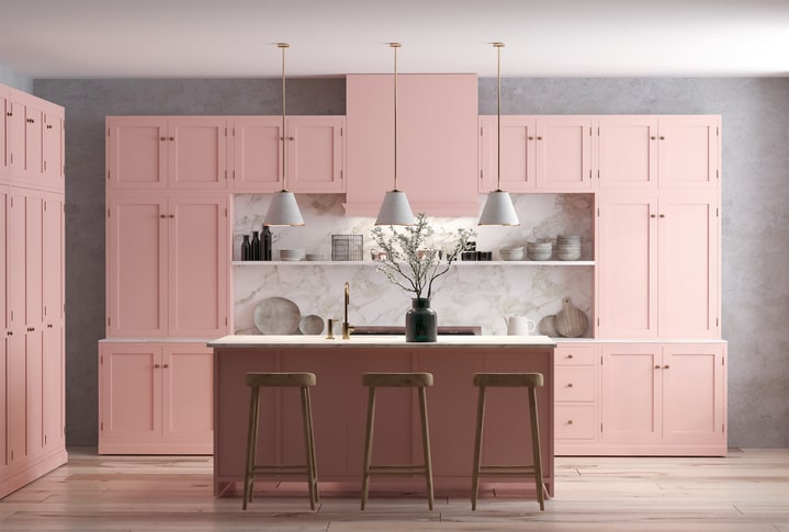 ピンクのキッチンの画像